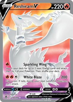 Reshiram V (Full Art) 172/195 Ultra Rare Silver Tempest Pokemon Card Single