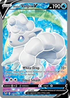 Alolan Vulpix V (Full Art) 173/195 Ultra Rare Silver Tempest Pokemon Card Single