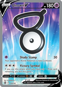 Unown V (Full Art) 176/195 Ultra Rare Silver Tempest Pokemon Card Single