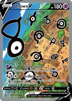 Unown V (Alternate Full Art) 177/195 Ultra Rare Silver Tempest Pokemon Card Single