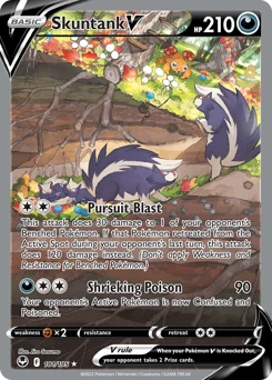 Skuntank V (Alternate Full Art) 181/195 Ultra Rare Silver Tempest Pokemon Card Single
