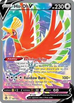 Ho-Oh V (Full Art) 187/195 Ultra Rare Silver Tempest Pokemon Card Single