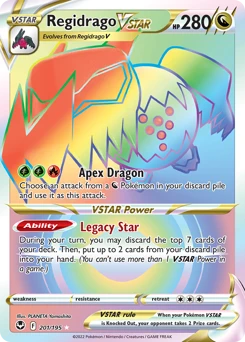 Regidrago VSTAR (Secret) 201/195 Secret Rare Silver Tempest Pokemon Card Single