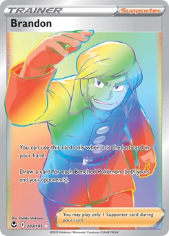 Brandon (Secret) 203/195 Secret Rare Silver Tempest Pokemon Card Single