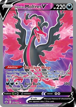 POKEMON Galarian Moltres V (Full Art) 176/198 Ultra Rare Chilling Reign Singles
