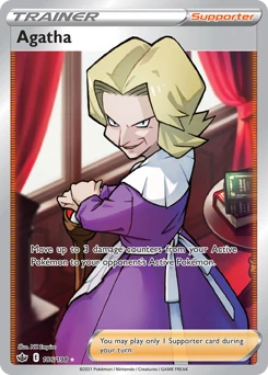 POKEMON Agatha (Full Art) 186/198 Ultra Rare Chilling Reign Singles