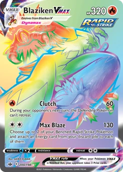POKEMON Blaziken VMAX (Secret) 200/198 Secret Rare Chilling Reign Singles