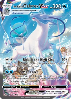 POKEMON Ice Rider Calyrex VMAX (Alternate Art Secret) 203/198 Secret Rare Chilling Reign Singles