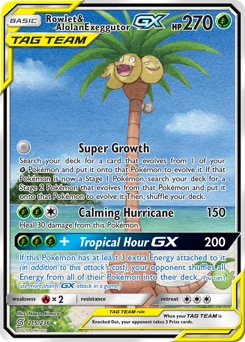 POKEMON Rowlet & Alolan Exeggutor GX Alternate FULL ART (215/236) Unified Minds