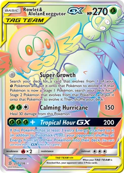 POKEMON Rowlet & Alolan Exeggutor SECRET HYPER RARE GX (237/236) Unified Minds