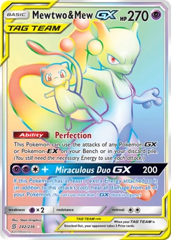 POKEMON Mewtwo & Mew GX SECRET HYPER RARE (242/236) Unified Minds