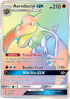 POKEMON Aerodactyl GX SECRET HYPER RARE (244/236) Unified Minds